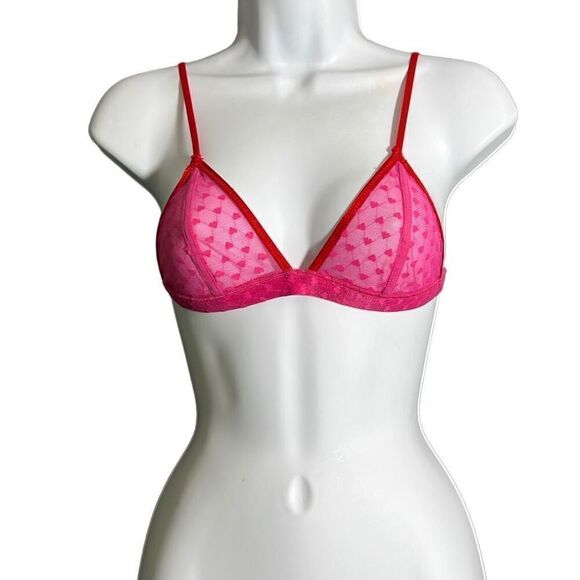 Kimchi Blue Women's Black Bandeau Bra Red Pink Triangle Bralette Small Lot of 2 - Picture 2 of 11